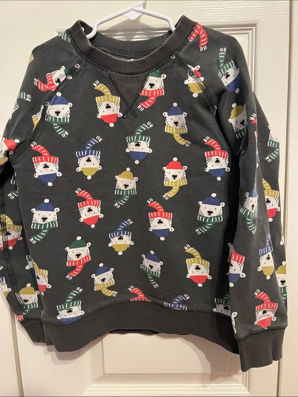 Kid’s Hanna Andersson Charcoal Polar Bear Print Sweatshirt - Black